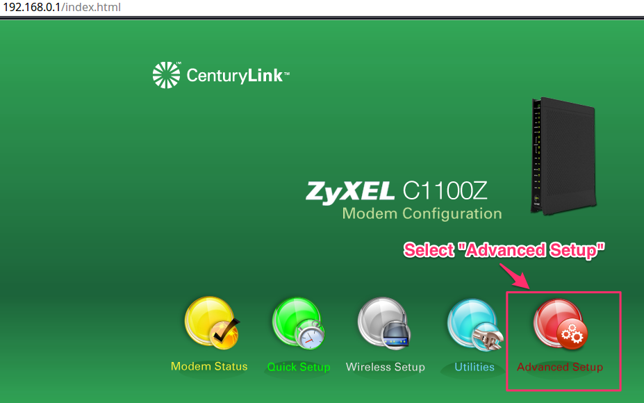 CenturyLink ZyXEL C1100Z – OpenDNS